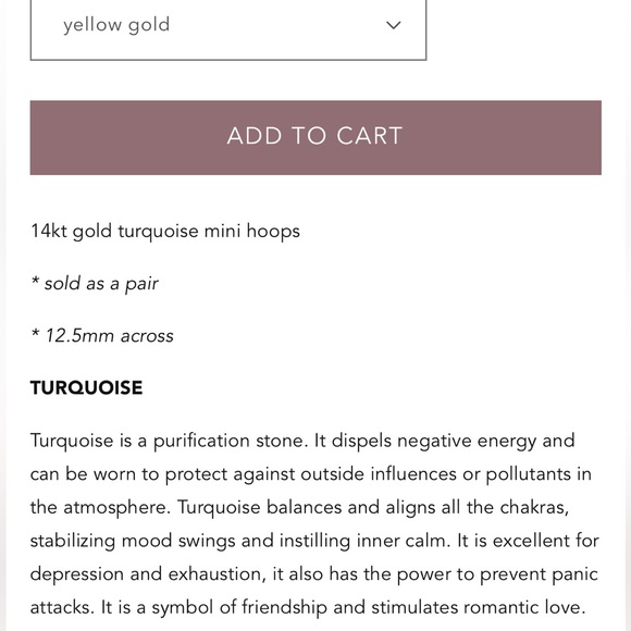 Luna Skye 14k yellow gold, turquoise mini hoop huggie pair - Picture 16 of 16